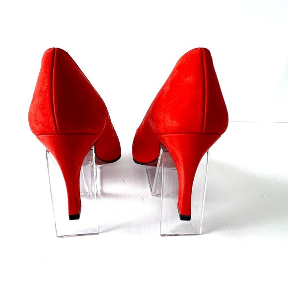 Vintage Charles Jourdan Paris Red Suede Heels, Size 8, Never Worn, EC! - Picture 7 of 14
